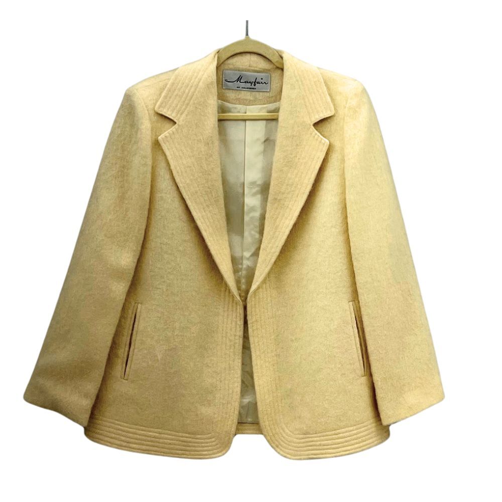 Vintage 1960-70s Mayfair of California Cream Wool Jacket Women's Size 16